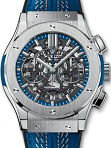 Hublot Classic Fusion Aerofusion 525.NX.0123.VR.NYG16 Skeleton Index Titanium &amp; Blue Leather 45mm BRAND NEW