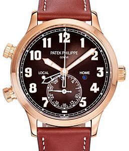 Patek Philippe Complications Calatrava Pilot Travel Time Rose Gold Brown Dial 5524R-001
