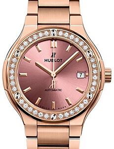 Hublot Classic Fusion King Gold Pink Bracelet 568.OX.891P.OX.1204 Pink Index Diamond Bezel King Gold 38mm - BRAND NEW