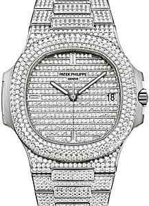 Patek Philippe 5719/1G-001 Nautilus 40mm White Gold Diamond Pave White Gold Diamond Set Automatic BRAND NEW