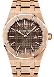 Audemars Piguet Royal Oak Quartz Ladies Rose Gold  33mm Brown Index 67650OR.OO.1261OR.01 - BRAND NEW