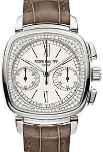 Patek Philippe 7071G-001 Complications Ladies Chronograph 35 ? 39mm Silver Opaline Roman White Gold Diamond Set Leather Manual - BRAND NEW