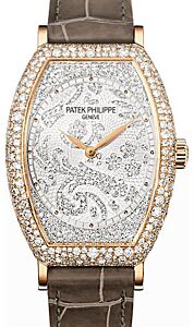 Patek Philippe Gondolo Ladies Guilloched Rose Gold Diamond Pave 7099R-001