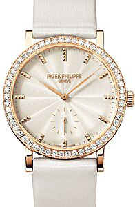 Patek Philippe 7120R-001 Calatrava Ladies 31mm Cream Guillouche Diamond Bezel Rose Gold Leather Manual BRAND NEW