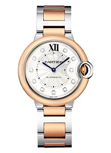 Cartier Ballon Bleu De Silver Diamond Dial Rose Gold Bezel Rose Gold & Steel Bracelet 36mm W3BB0013 - BRAND NEW