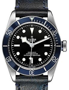 Tudor Heritage Black Bay Black Index Stainless Steel Leather Blue Bezel 41mm 79230B - BRAND NEW