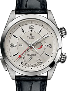 Tudor Heritage Advisor 79620T Silver Arabic &amp; Index Titanium &amp; Stainless Steel Leather Bracelet 42mm BRAND NEW