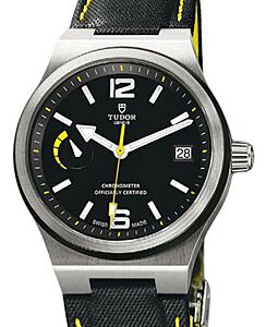 Tudor North Flag 91210N Black Yellow Arabic &amp; Index Stainless Steel &amp; Leather 40mm BRAND NEW
