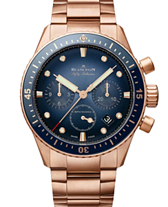 Blancpain Fifty Fathoms Bathyscaphe Chronographe Flyback Red Gold 43mm Sunburst Blue Dial 5200 3640 76S -BRAND NEW