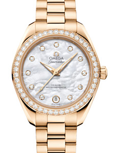 Omega Seamaster Aqua Terra Co-Axial Master Chronometer 150M Moonshine Gold 30mm White Mother of Pearl Dial 220.55.30.20.55.001 - BRAND NEW