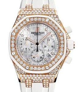 Audemars Piguet Ladies Offshore Chronograph 37mm Rose Gold Diamonds White Dial 26092OK.ZZ.D010CA.01 