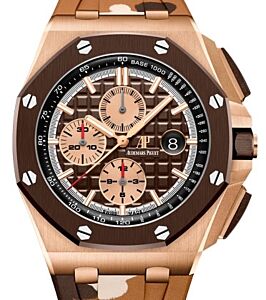 Audemars Piguet Royal Oak Offshore Selfwinding Chronograph Rose Gold Brown Index Dial & Ceramic Bezel Rubber Bracelet 26401RO.OO.A087CA.01 - BRAND NEW