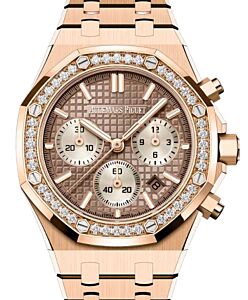 Audemars Piguet Royal Oak Chronograph 38mm Pink Rose Gold Diamond Bezel 26450OR.ZZ.1356OR.01-B - BRAND NEW