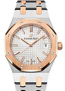 Audemars Piguet Royal Oak Stainless Steel Rose Gold Bezel 34mm Silver Dial 77350SR.OO.1261SR.01