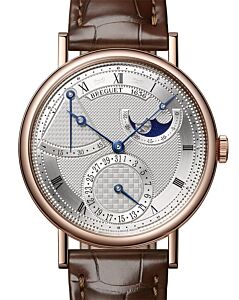 Breguet Classique Phase de Lune 7137 Rose Gold 39mm/Leather Silvery Dial 7137BR/15/9VU