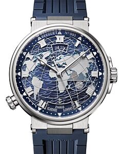 Breguet Marine Hora Mundi 5557 White Gold 43.9mm/Rubber Galvanic Blue Dial 5557BB/YS/5WV