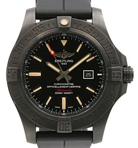 Breitling Avenger Blackbird Black PVD DLC Titanium Black Index Dial & Rotating Bezel Rubber Strap V1731010 - PRE-OWNED