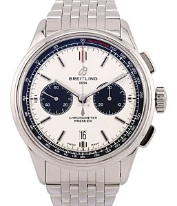 Breitling Premier B01 Chronograph 42 Stainless Steel White Dial AB0118221G1A1