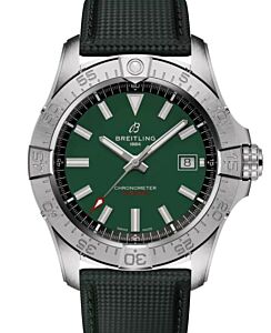 Breitling Avenger Automatic 42 Stainless Steel Green Dial Leather Strap A17328101L1X1