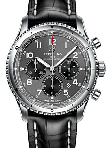Breitling Aviator 8 B01 Chronograph 43 Stainless Steel 43mm Anthracite Dial Alligator Leather Strap AB0119131B1P1 - BRAND NEW