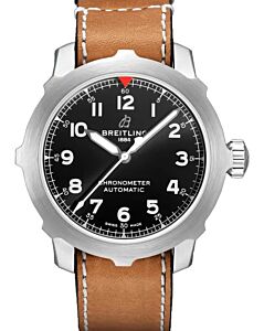 Breitling Aviator SUPER 8 B20 Automatic 46 Black Dial Stainless Bezel Leather Strap AB2040101.B1X1 - BRAND NEW