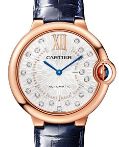 Cartier Ballon Bleu de Cartier Rose Gold 36mm Silver Diamond Dial WGBB0053