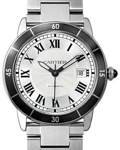 Cartier Ronde Croisi?re De Cartier Watch WSRN0010 Silver Roman Black Synthetic Bezel Stainless Steel - BRAND NEW