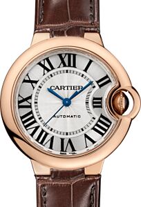 Cartier Ballon Bleu de Cartier Ladies Watch Automatic Rose Gold 33mm Silver Dial Alligator Leather Strap W6920069 - BRAND NEW