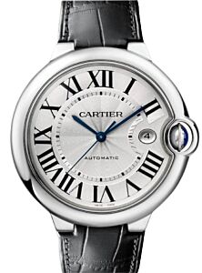 Cartier Ballon Bleu de Cartier Steel 42mm Silver Dial Leather Strap WSBB0026