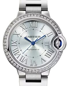Cartier Ballon Bleu de Cartier Steel Diamond Bezel 33mm Blue Silver Dial W4BB0028
