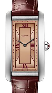 Cartier Tank Americaine Large Platinum Salmon Dial Leather Strap WGTA0297