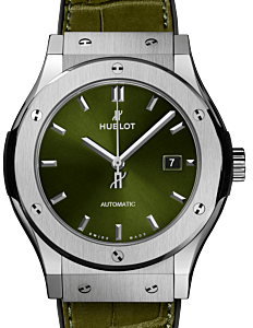 Hublot Classic Fusion Titanium Green 42mm Green Dial Alligator Leather Straps 542.NX.8970.LR - BRAND NEW