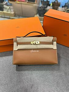 Hermes Kelly Pochette 37 Gold Swift G Stamp