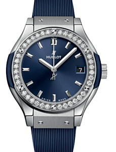 Hublot Classic Fusion Titanium Blue Diamonds 33mm 581.NX.7170.RX.1104
