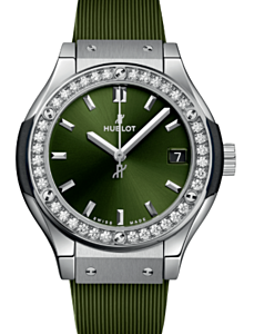 Hublot Classic Fusion Titanium Green Diamonds 33mm 581.NX.8970.RX.1104