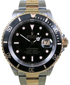 Rolex Submariner 16613 Men's 40mm Black Date 18k Yellow Gold Stainless Steel - PRE-OWNED