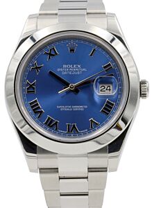 Rolex Datejust II 116300 Men's 41mm Blue Roman Stainless Steel Oyster