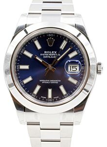 Rolex Datejust II 116300 Men's 41mm Index Blue Domed Stainless Steel 