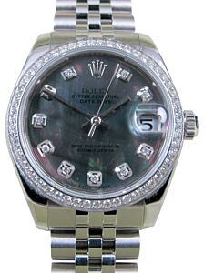 Rolex Datejust 31 Lady Midsize Stainless Steel Black Mother of Pearl Diamond Dial & Bezel Jubilee Bracelet 278240 - BRAND NEW