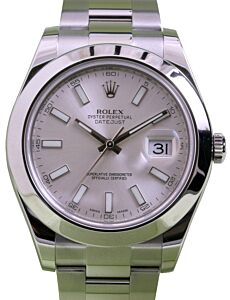 Rolex Datejust II Stainless Steel & White Gold 41mm Silver Index Fluted Bezel Oyster Bracelet 116300