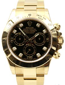 Rolex Daytona 116528-BLKD Black Diamond 18k Yellow Gold BRAND NEW