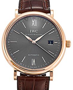 IWC Schaffhausen IW356511 Portofino Automatic Ardoise Index Red Gold Brown Leather 40mm Automatic
