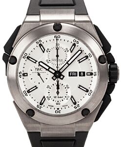 IWC Schaffhausen IW386501 Ingenieur Double Chronograph Titanium Silver Index Titanium Black Rubber 45mm Automatic 