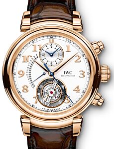IWC Schaffhausen Da Vinci Tourbillon R?trograde Chronograph IW393101 Silver Arabic Red Gold Brown Leather 44mm - BRAND NEW
