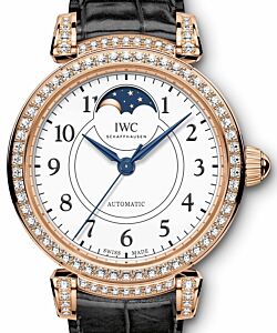 IWC Da Vinci Automatic Moon Phase 36 Edition ?150 Years? IW459304 White Arabic Diamond Set Red Gold Leather 36mm - BRAND NEW