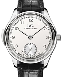 IWC Schaffhausen IW544906 Portugieser Minute Repeater Silver Plated Arabic Platinum Black Leather 44mm Manual