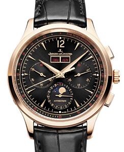 Jaeger-LeCoultre Master Control Chronograph Calendar 40mm Pink Rose Gold Black Dial Leather Strap Q413257J