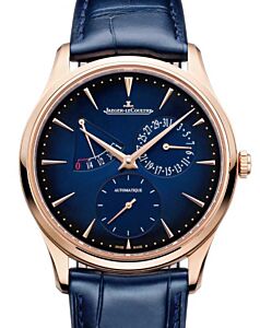 Jaeger-LeCoultre Master Ultra Thin Power Reserve 39mm Pink Rose Gold Blue Dial Leather Strap Q137258J