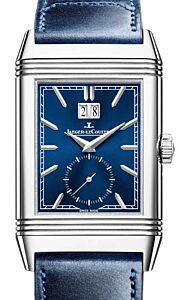 Jaeger-LeCoultre Reverso Tribute Geographic Steel 49.4mm Blue Dial Leather Strap Q714845J