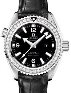 Omega Planet Ocean 600M 37.5mm Steel/Diamond Black Dial Leather Strap 232.18.38.20.01.001